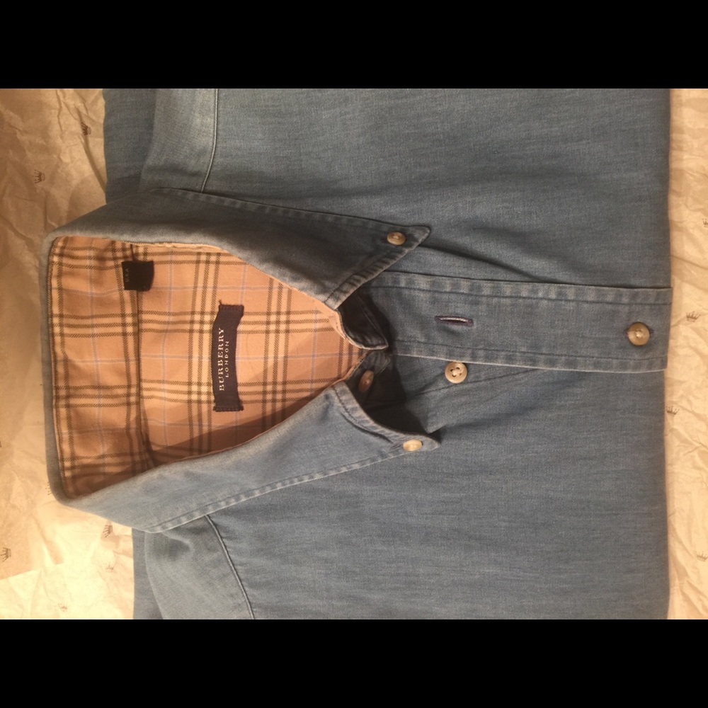 XL Burberry LS Denim Button up.